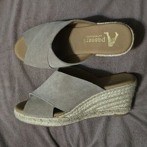 Paseart Espadrilles Leather Slip-on Slide Beige Sandals (37) US6.5